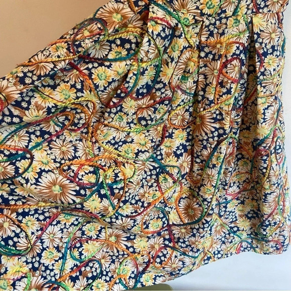Tatyana Nashville PinUp Retro Rainbow Floral Daisy Circle Dress Yarn Detail XS - Picture 4 of 8